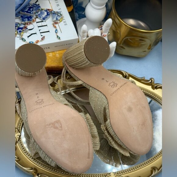 🆕 LOEFFLER RANDALL 🧿 NWOB Camellia Pleated Bow Heels, Cream Sparkle Mesh, Sz 7 - Picture 16 of 16